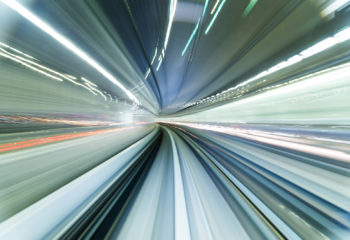 Subway tunnel with Motion blur of a city from inside