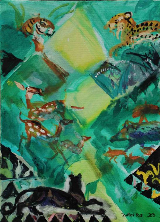 Dahlov Ipcar "Sunlight in Forest Glade" (unfinished, 2015)
