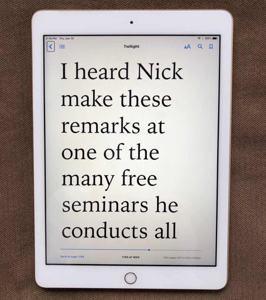 iPad screen showing very large text.