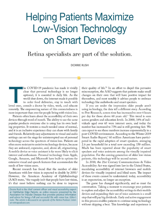 Image of Article in Retinal Physician publication.
