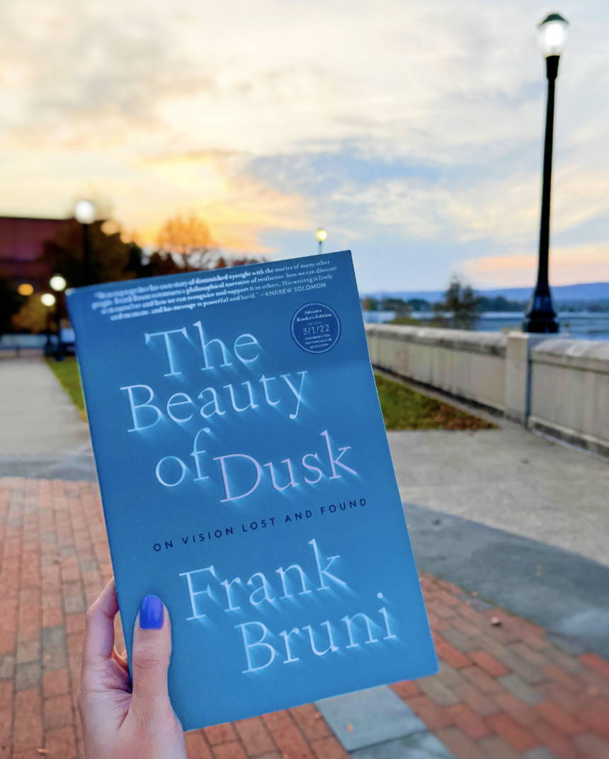 Book Cover for The Beauty of Dusk On Vision Lost and Found by Frank Bruni, image credit Avid Reader Press
