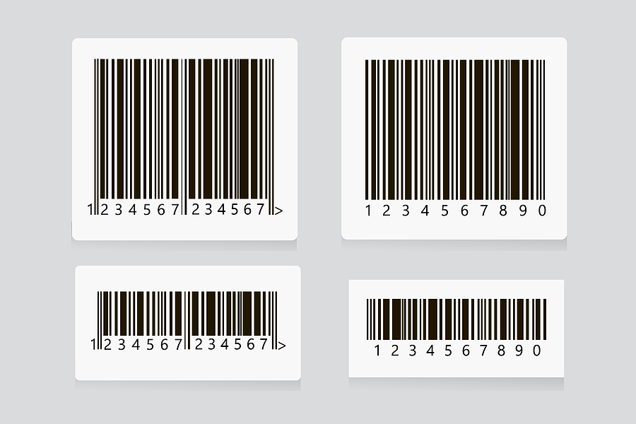 UPC barcodes on stickers. 