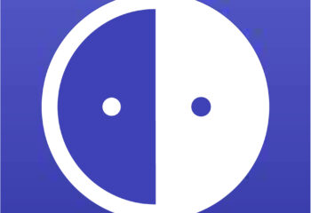 White on blue Envision app logo image