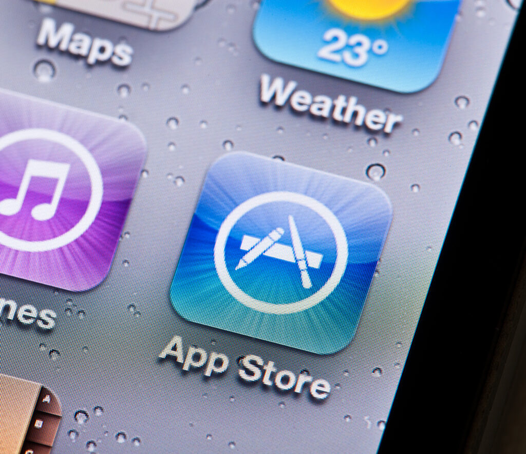 Close-up of iphone and App Store icon