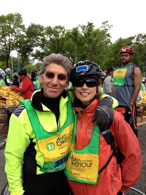 Tandem riders, Neil and Dorrie, at a 5-Boro Bike Tour