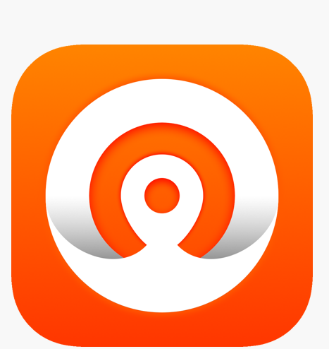 Closeup of red and white OKO app icon