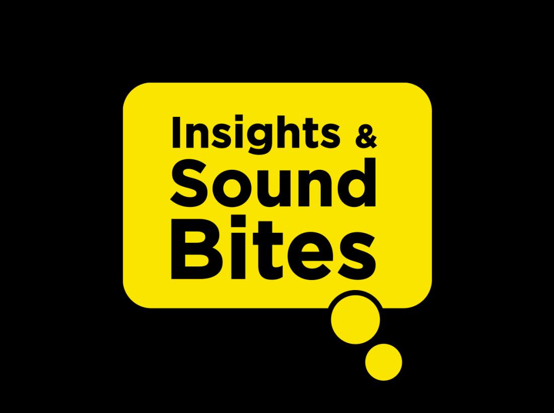 Black and yellow graphic image of Hadley’s logo for Insights & Sound Bites